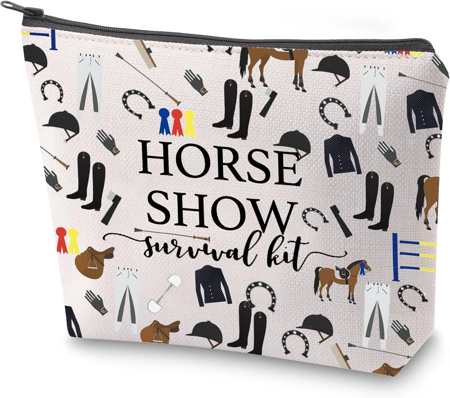 ZJXHPO Horse Show Survival Kit Equestrian Cosmetic Bag Horseback Rider Makeup Bag With Zipper Horse Lover Gift (Horse Show)