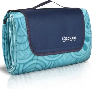 ZOMAKE Picnic Blanket - Waterproof, Foldable, Sandproof - 79"x79" Concert, Beach, Yard, Outdoor Grass Blanket - Large (Peacock Blue)